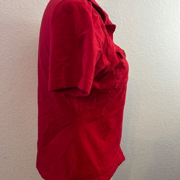 Women's Austin Clothing Co.‎ Red Collared Button Down Short Sleeve Top | Size M - Picture 2 of 10